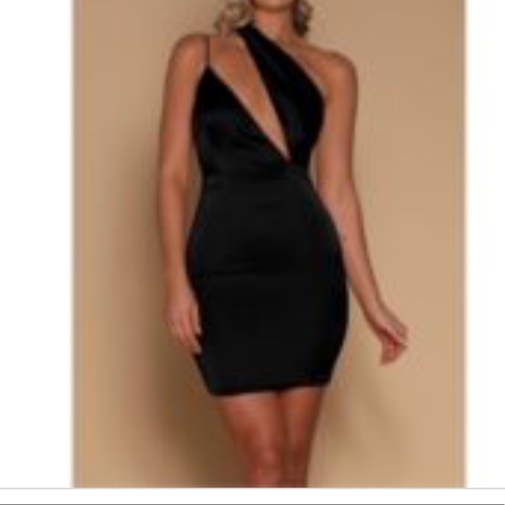 Meshki black symmetrical mini dress size L